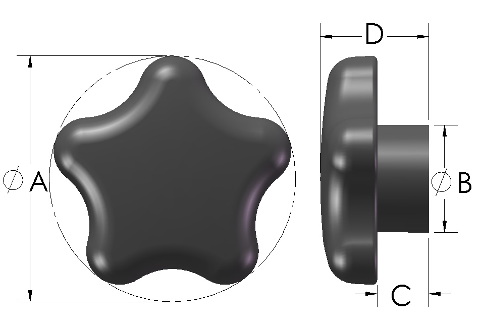 Pack of 10 Innovative Components AN8X-1X-B7 1.88 Universal ball knob to accept 1/2 and 5/8 black pp 